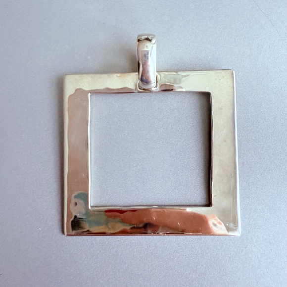 Modernist Robert Lee Morris RLM Nesting Cubes Enhancer Pendant Sterling & Brass - Picture 10 of 12
